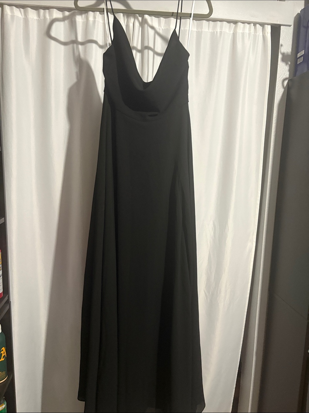 Lulu's Black Cowl Neck Maxi Dress with Spaghetti Straps